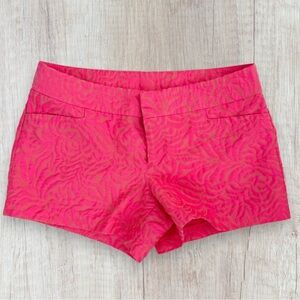 LILLY PULITZER Jungle Leaf Jacquard Ellie Flamingo Pink Chino Shorts Women's 8